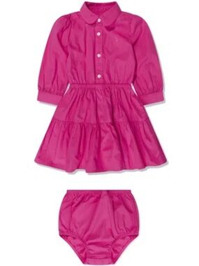 Ralph Lauren Fuschia Cotton Tiered Shirt Dress size 18M
